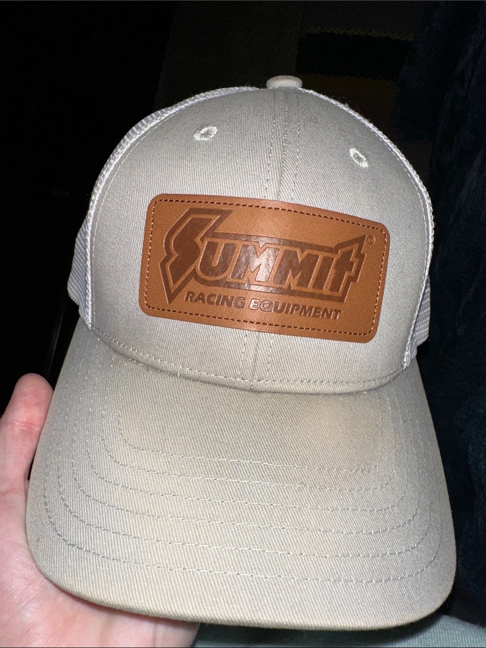 Summit Racing Grey/White Khaki Patch Trucker Cap
